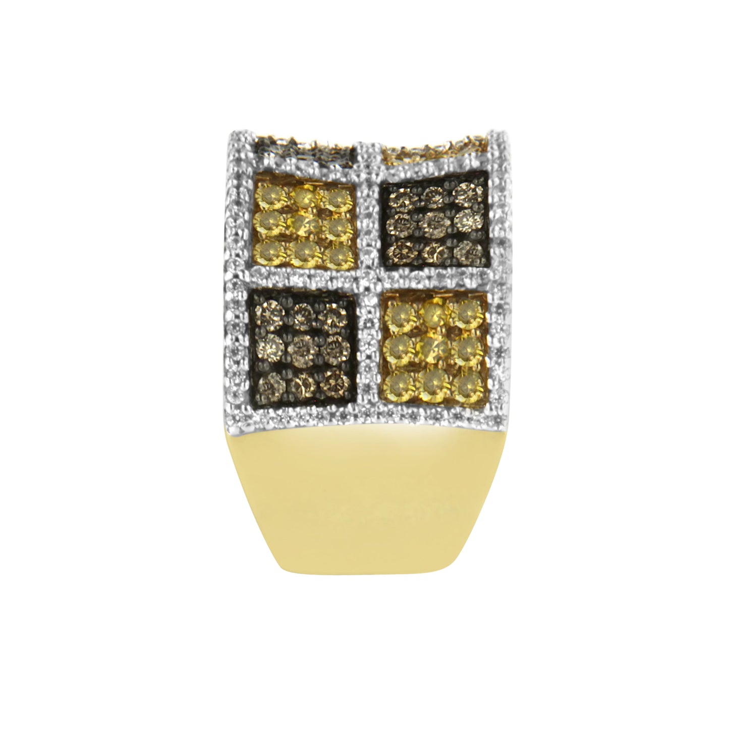 Anillo de Banda de Diamantes de Oro Amarillo de 14KT con Diamantes Champagne y Amarillos