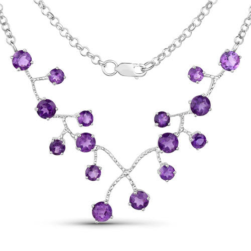 5.36 Carat Genuine Amethyst Necklace in .925 Sterling Silver