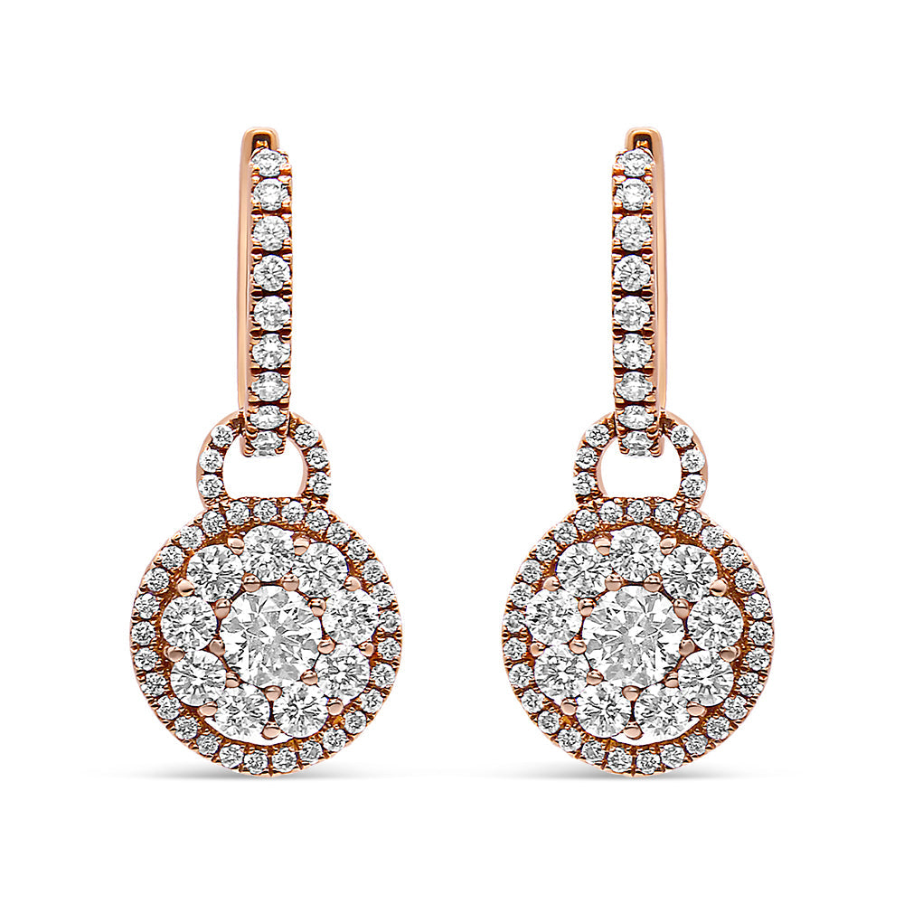 Pendientes de Diamante en Oro Rosa de 18K con Cierre de Palanca