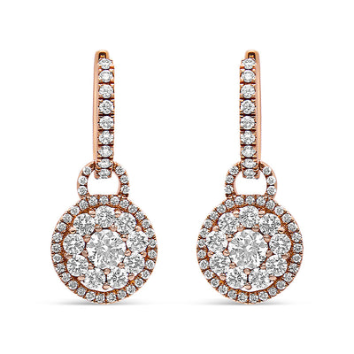 Pendientes de Diamante en Oro Rosa de 18K con Cierre de Palanca