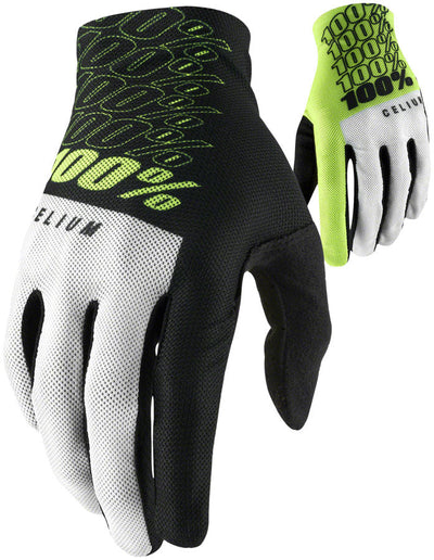 100% Celium Full Finger Gloves - Yellow, Men's Small