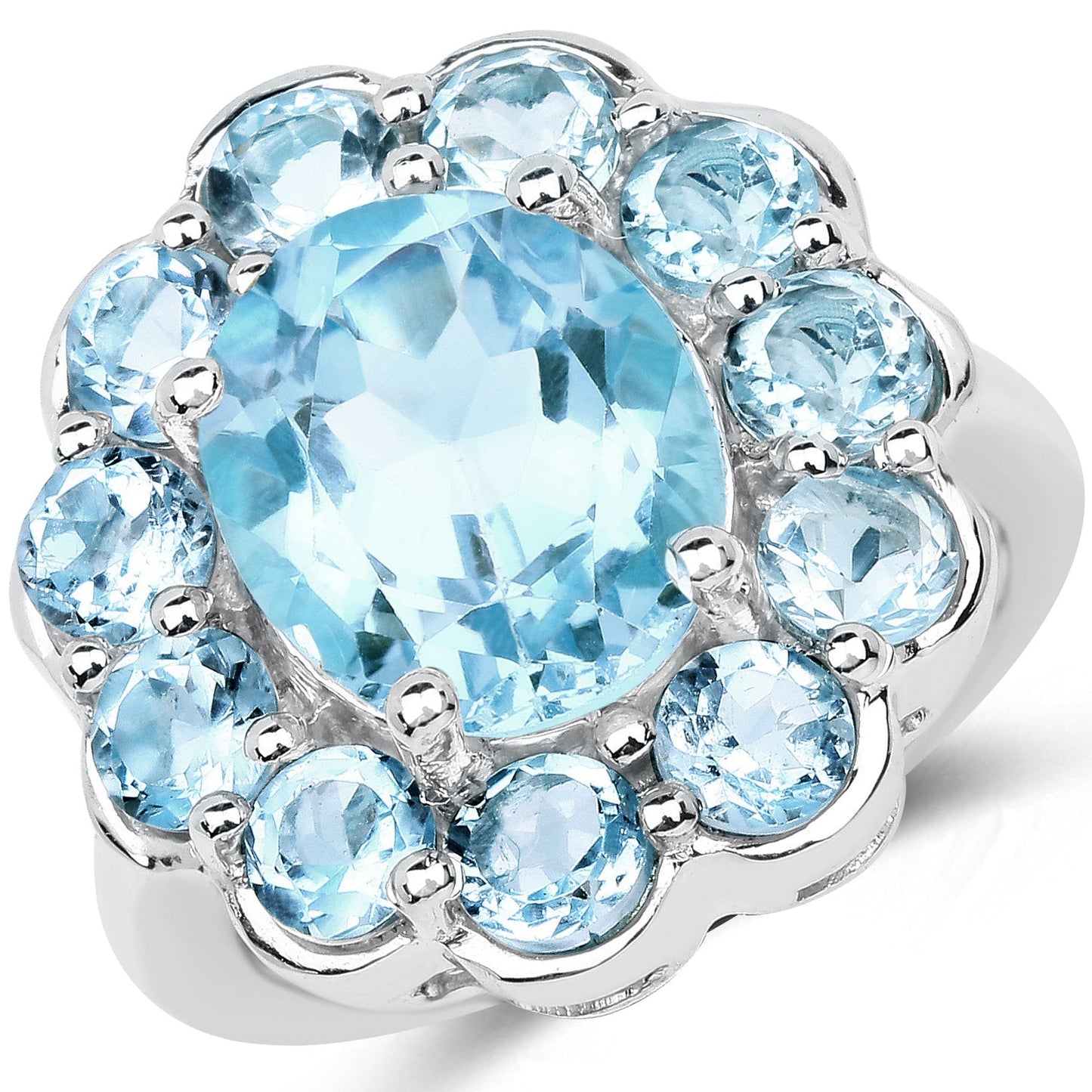 Anillo de Plata Esterlina con Topacio Azul Genuino de 8.67 Quilates
