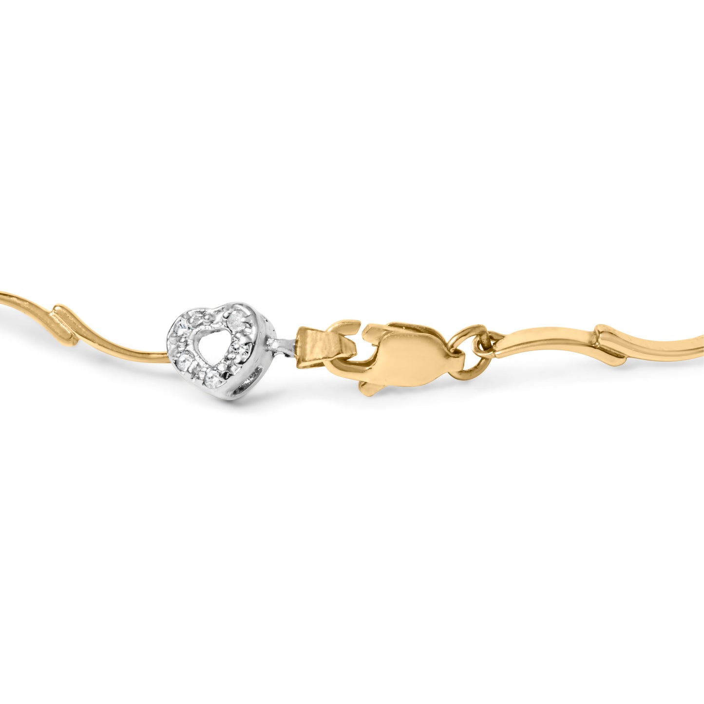 Bracelet S-Link en Or Bicolore 10k avec Diamants en Forme de Cœur - 1/3 Cttw