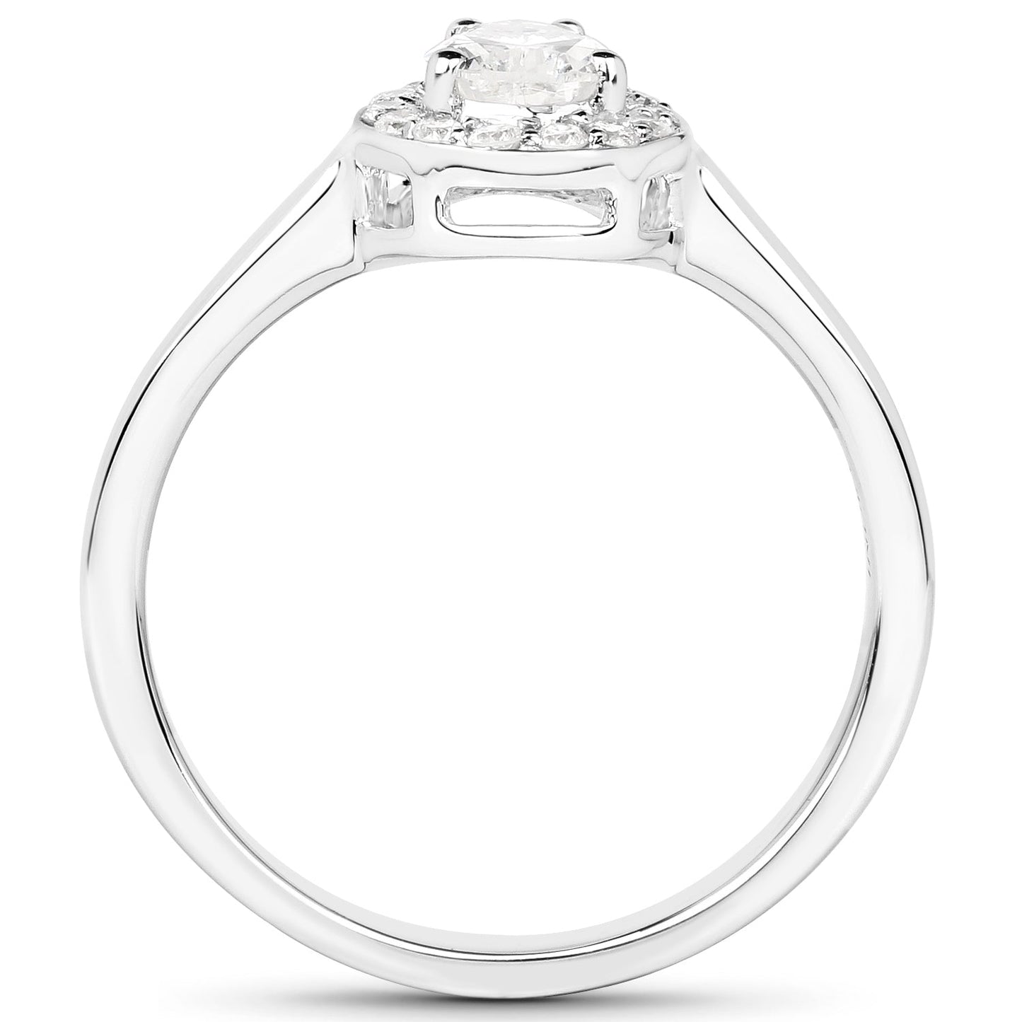 Bague de fiançailles en diamant véritable de 0,64 carat en or blanc 14K