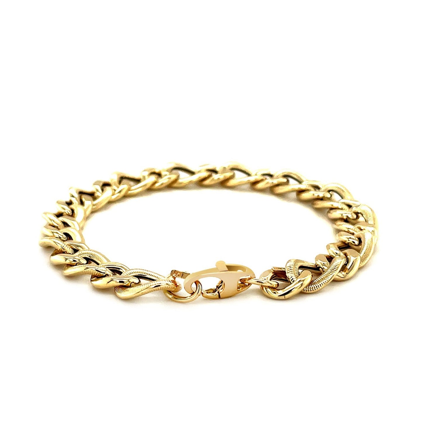 14k Yellow Gold Curb Chain Bracelet with Diamond Cuts