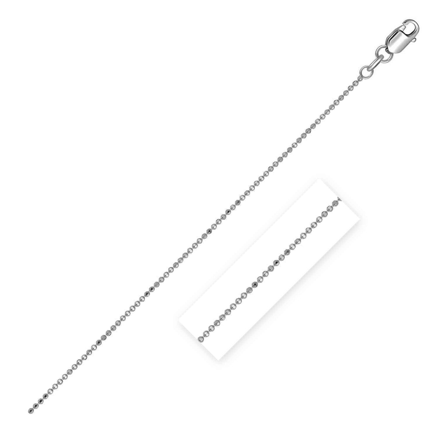 Cadena de cuentas cortada en diamante de oro blanco de 14k - 1.0mm