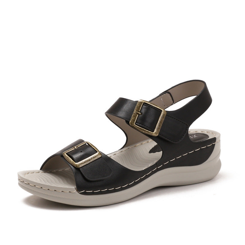 Sandales compensées décontractées pour femmes - Fermeture Velcro