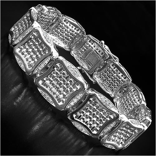Bracelet en argent sterling plaqué or jaune 14K avec diamants