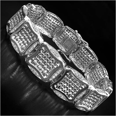 Bracelet en argent sterling plaqué or jaune 14K avec diamants
