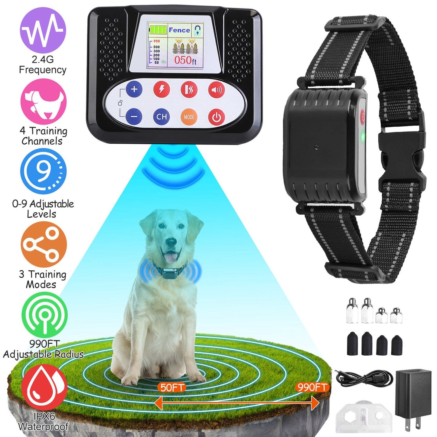 Sistema de Cerca Inalámbrica para Perros GBruno 990FT