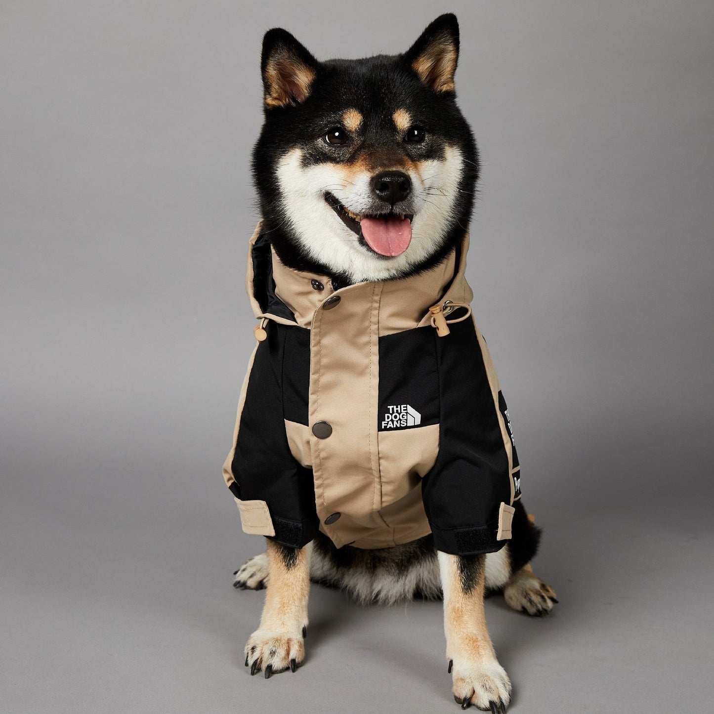 Khaki Large Dog Raincoat for Stylish Protection