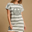 Peace Applique Striped Short Sleeve Mini Dress