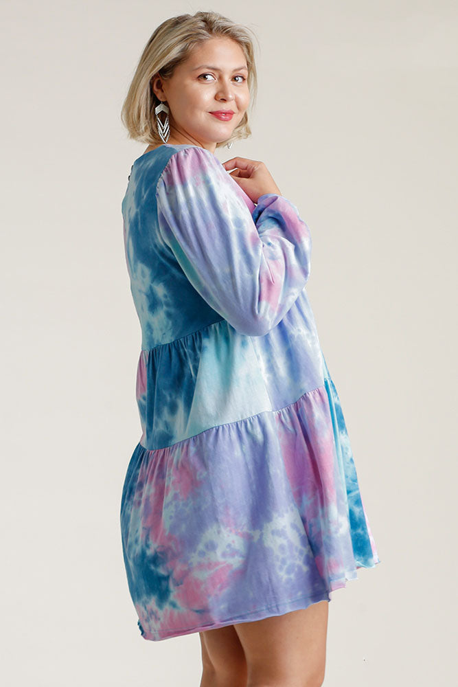 Colorful Plus Size Boho Chic Long Sleeve Dress