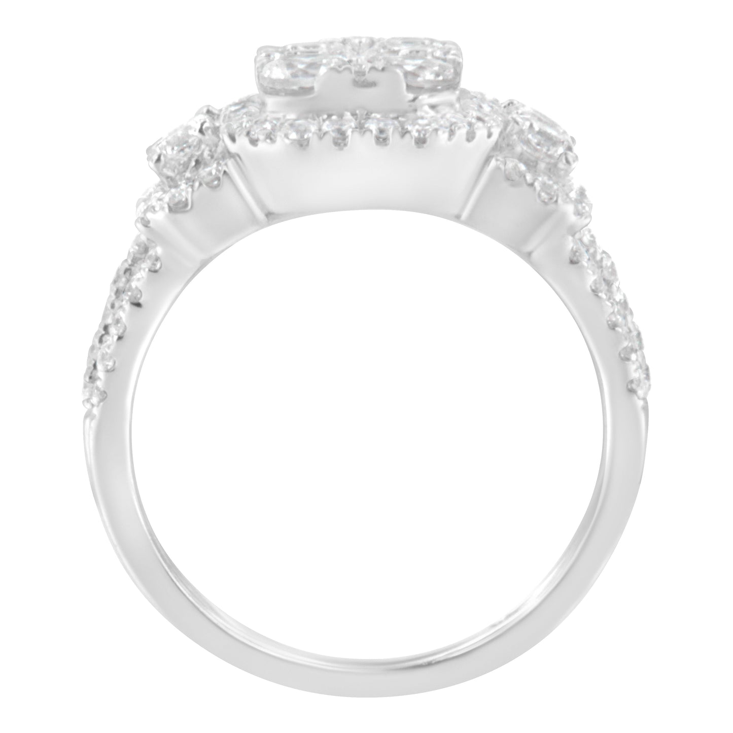 Bague cocktail en diamant en or blanc 14K - Taille 7