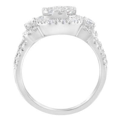 Bague cocktail en diamant en or blanc 14K - Taille 7