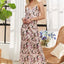 Elegant Watercolor V-Neck Midi Cami Dress for Women