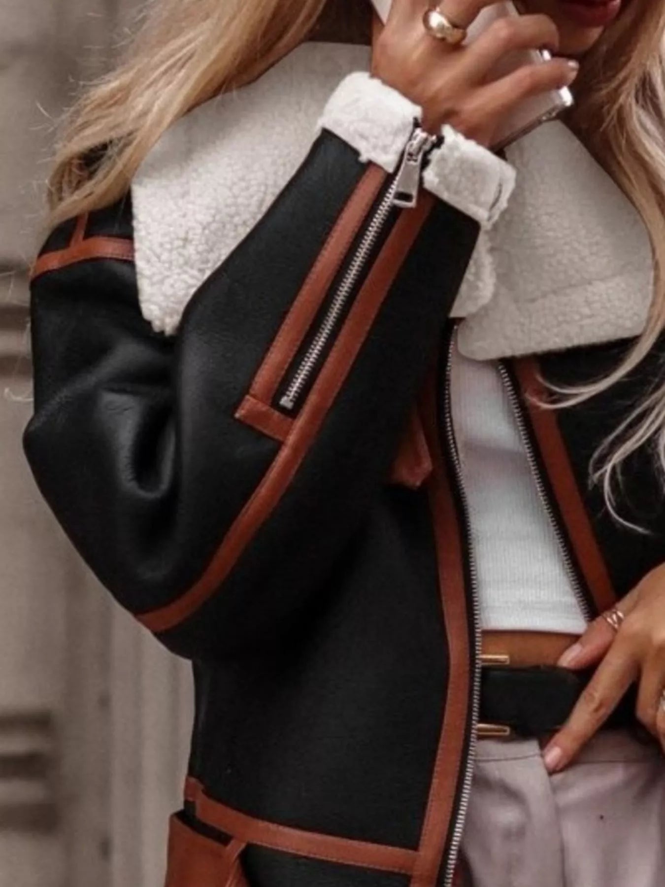 Veste zippée en shearling de première qualité