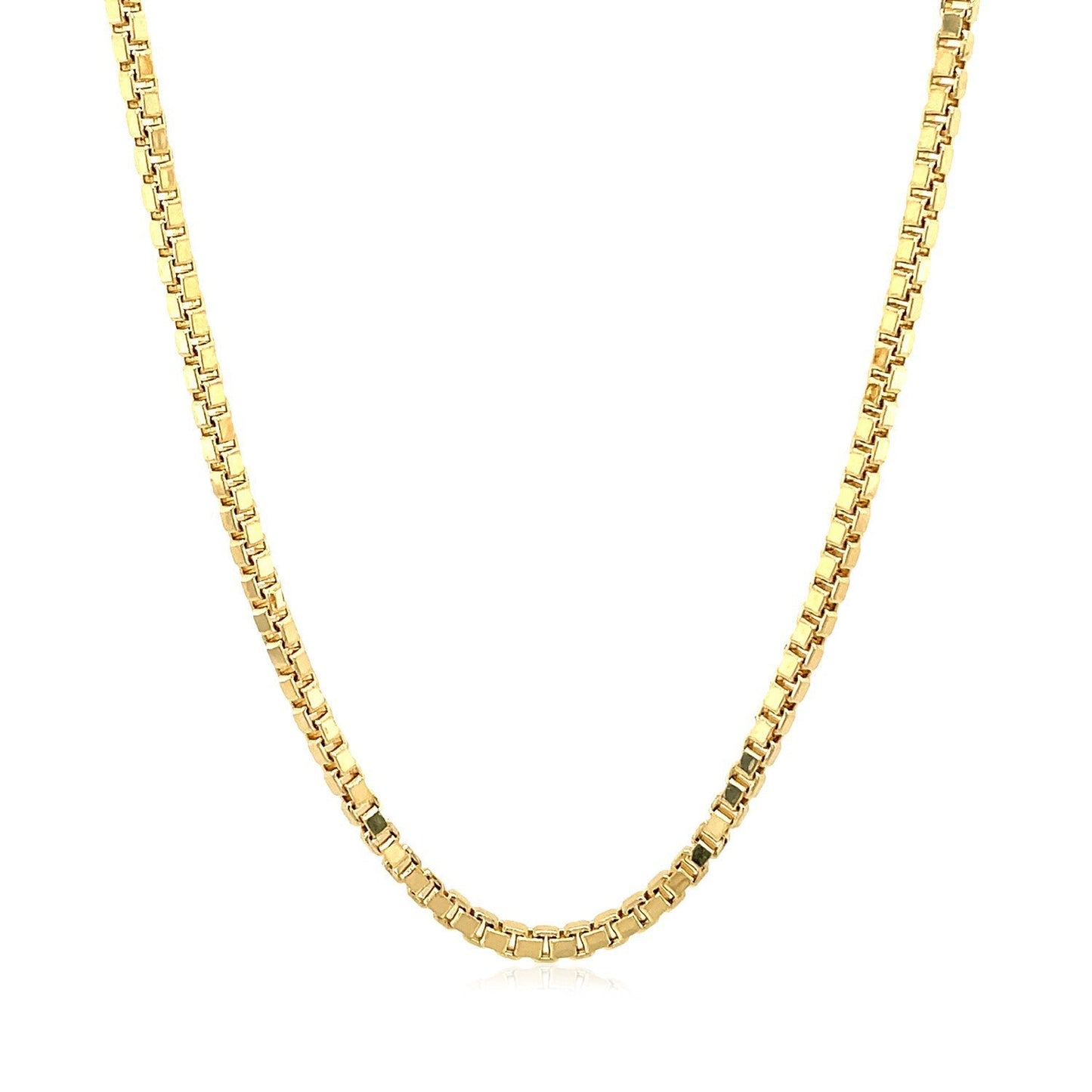 Cadena de Caja Semi Sólida de Oro Amarillo de 14k - 2.0mm