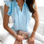 Blusa de Pullover con Volantes para Mujeres con Cuello de Lazo