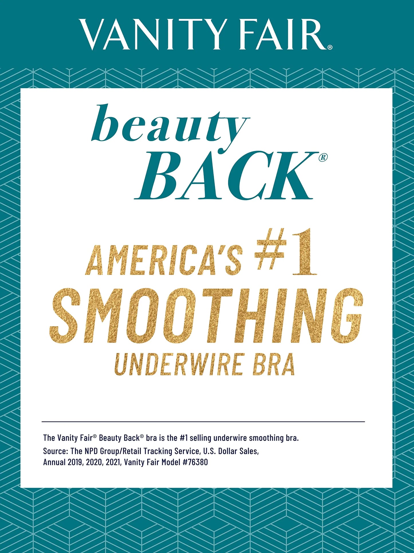 Vanity Fair Women's Full Figure Beauty Back Smoothing Bra - White 34G