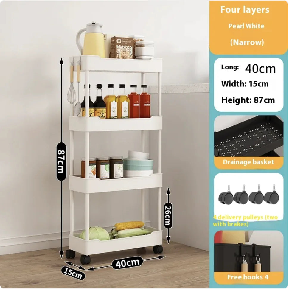 Multi-Tier Kitchen Storage Cart - Versatile & Modern Design