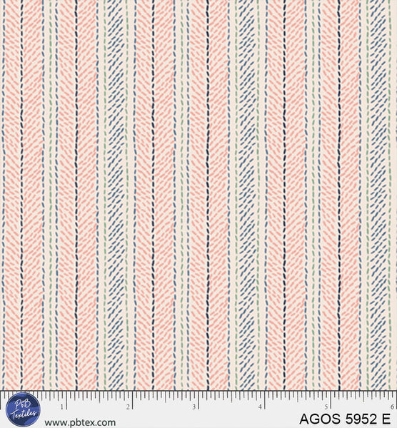 Tissu à Rayures Crème Naturel A Garden Of Stitches au Mètre