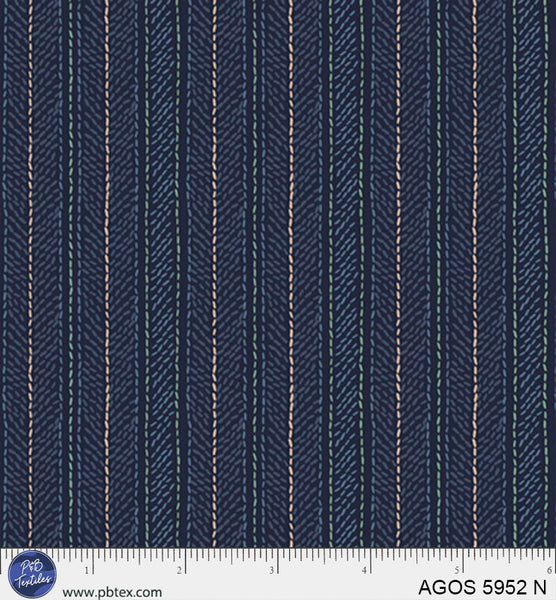 A Garden Of Stitches Navy Blue Stripes Fabric Per Yard