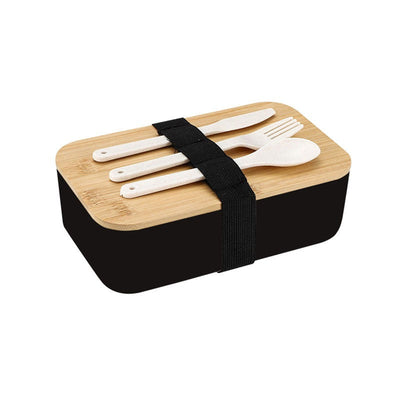 Wheat straw lunch box, Japanese style wooden lid bento box, household compartment, microwave oven lunch box, fresh-keeping box - Korvel