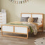 Modern Style Queen Size Solid Wood Platform Bed for Kids, Teens, Adults, No Need Box Spring, Walnut and White - Korvel