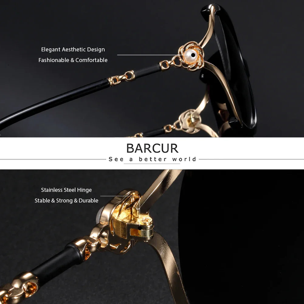 BARCUR Trendy Butterfly Sunglasses with Polarized Lenses