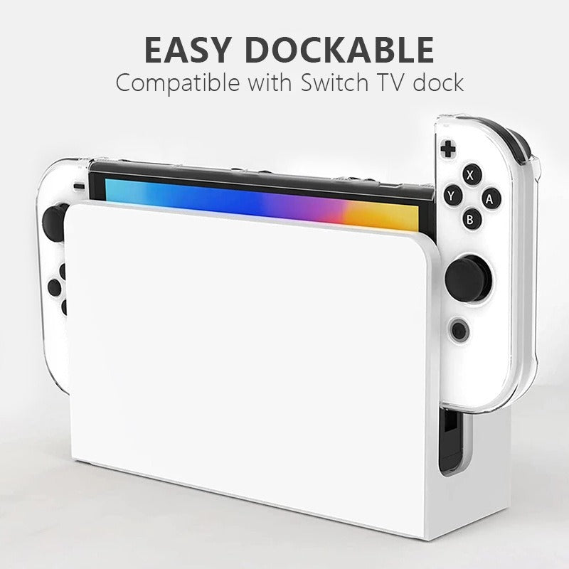 Suitable for Nintendo Switch OLED protective case with bracket NS OLED transparent PC hard case personalized crystal case - Korvel