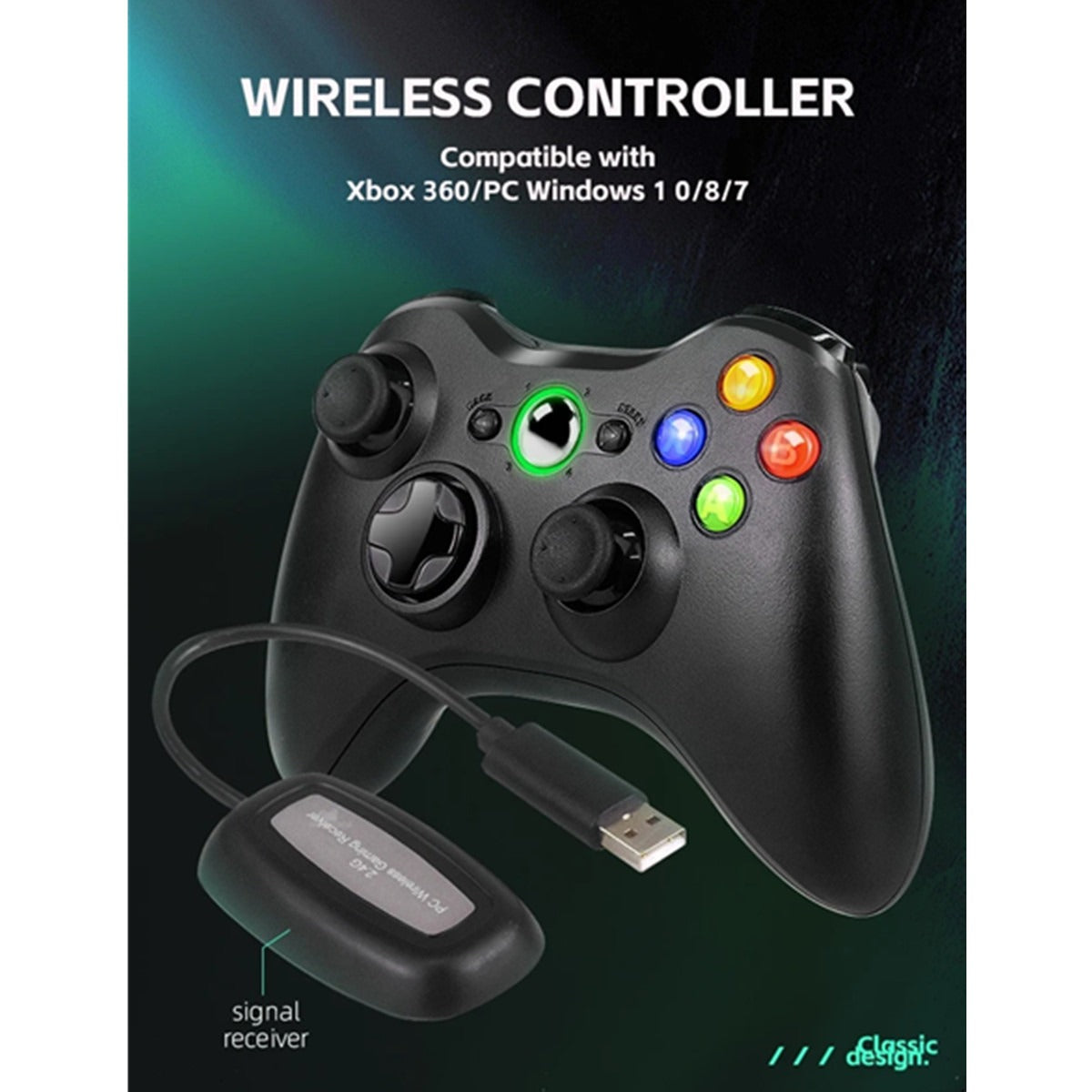 Wireless Dual Vibration Controller for Xbox 360 & PC