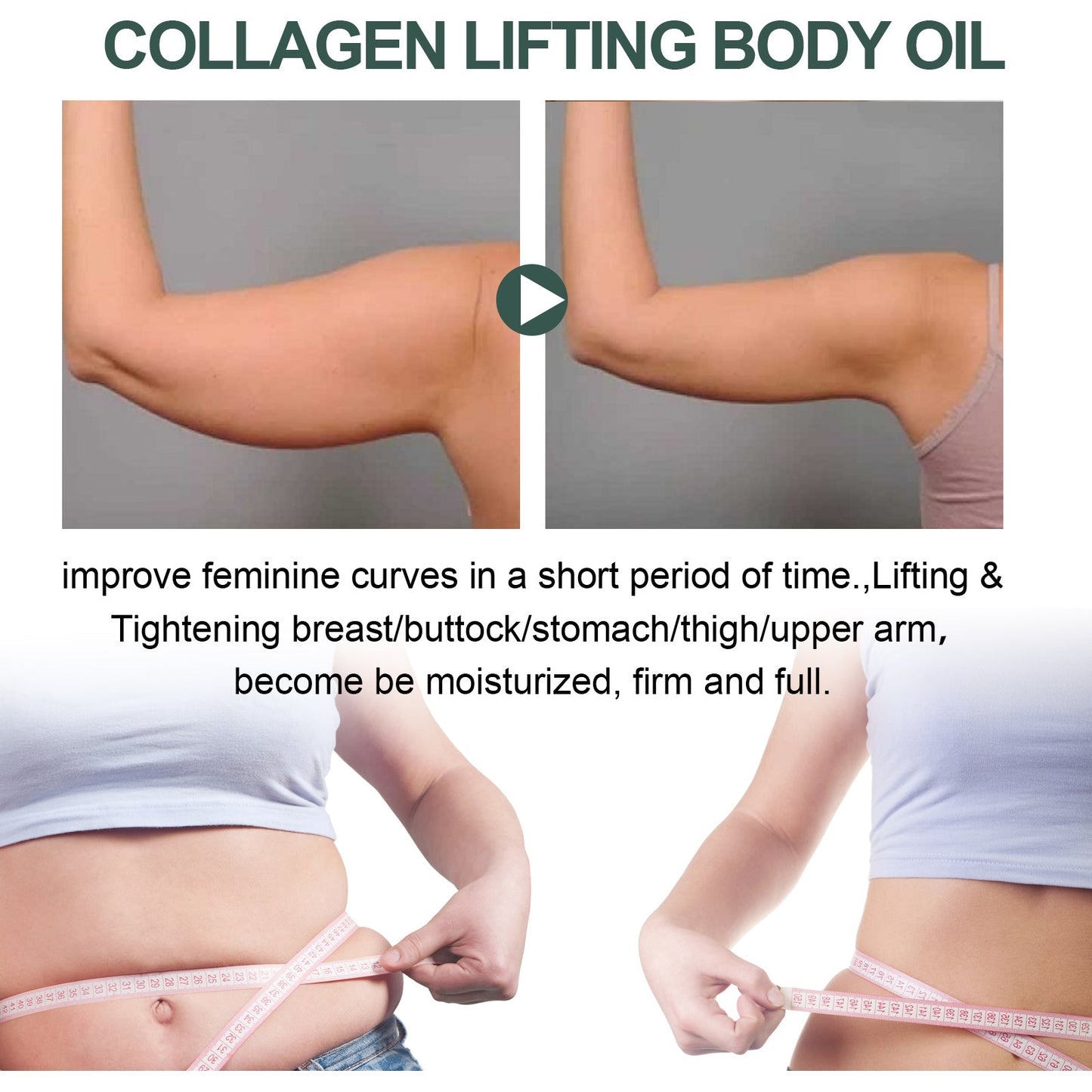Collagen Lifting Body Oil, Lift Arm Shape Belly In Firming Skin Care Oil - Korvel