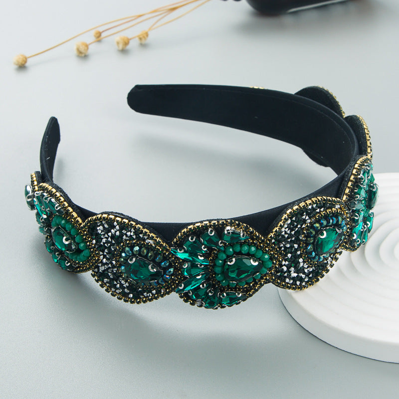 Hair Hoop Fashion Retro Baroque Crystal Head Hoop Korean High-End Hair Accessories Korean Version Of The Hair Cave - Korvel