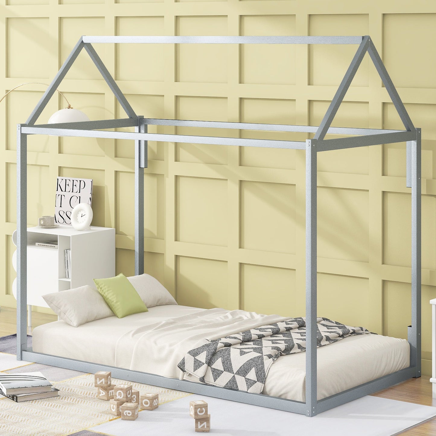 Metal House Shape Platform Bed - Twin Size