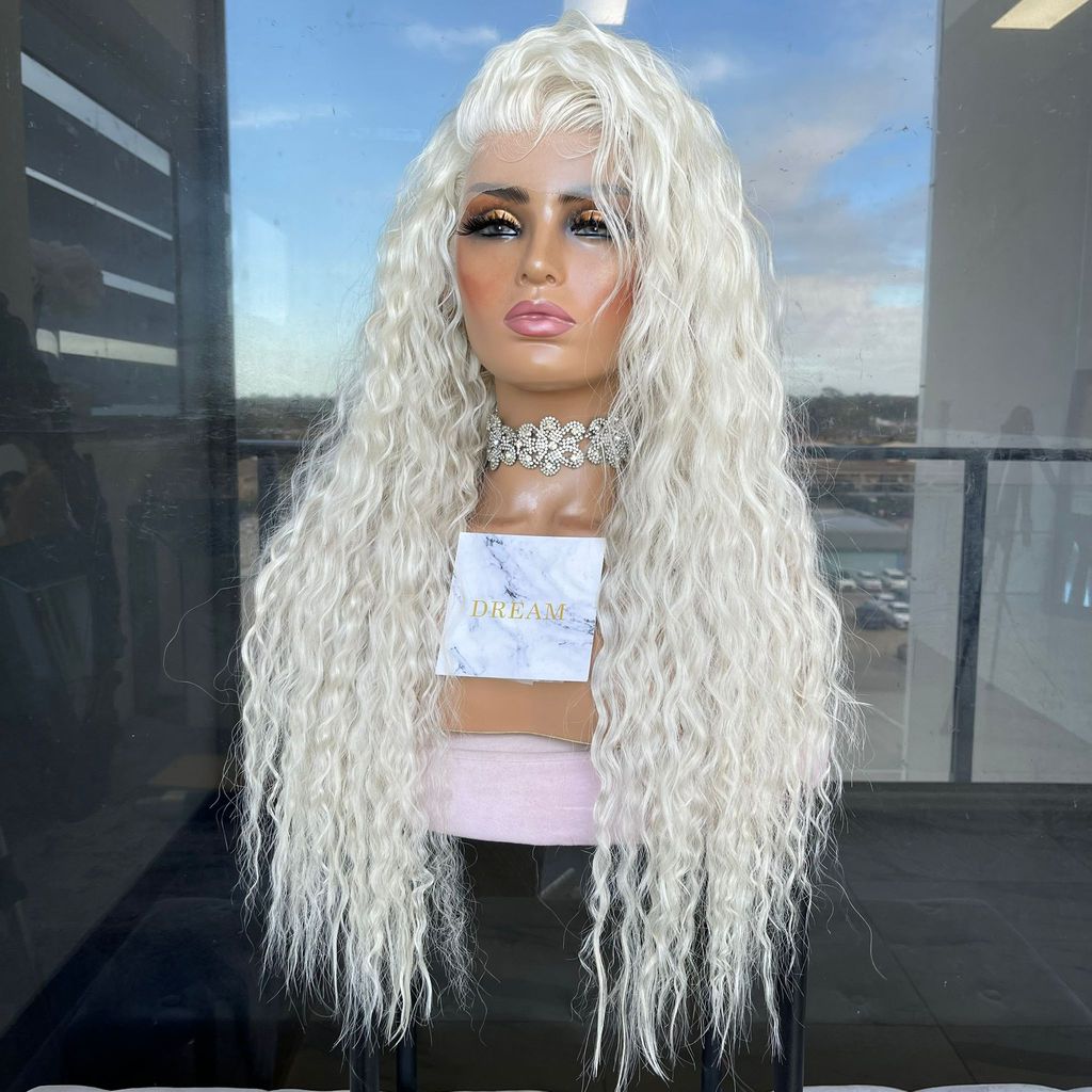 Wig Ladies Front Lace Chemical Fiber Long Curly Hair Set Wig Chemical Fiber Hair Wig - Korvel