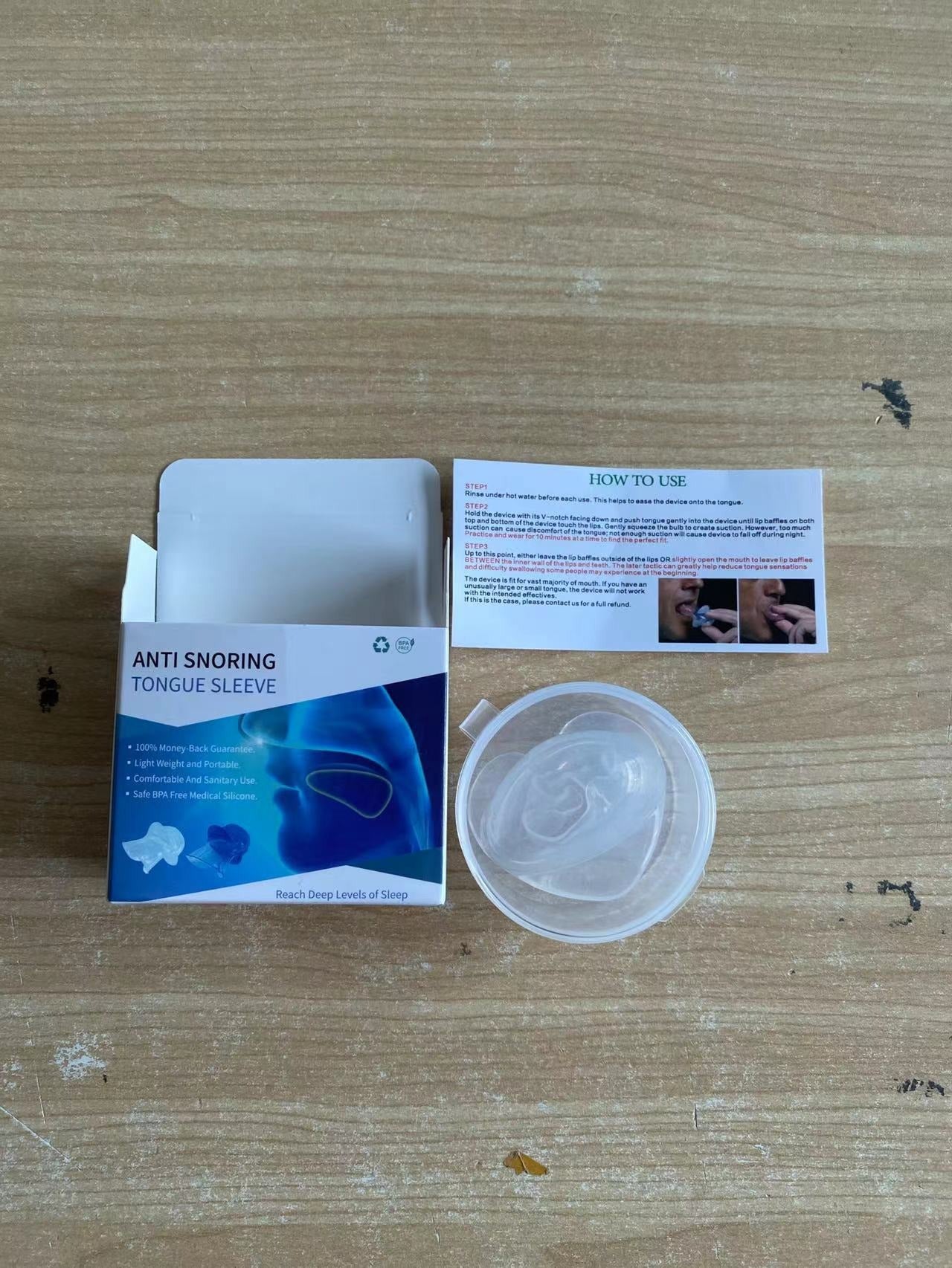 Anti snoring tongue sleeve device, anti snoring device, tongue silicone anti snoring respirator, sleep apparatus - Korvel