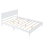 Queen Size Wood Platform Bed Frame, Retro Style Bed with Rectangular Headboard,No Need Box Spring,White - Korvel