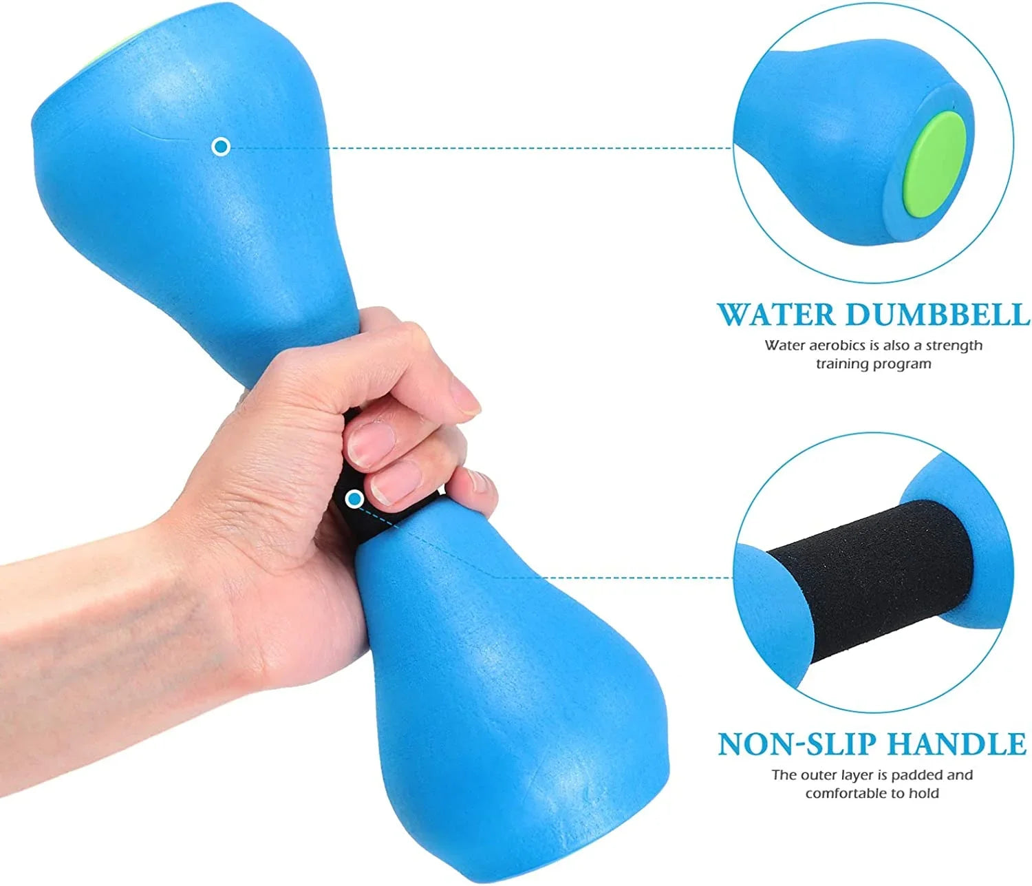 Water Dumbbells Aquatic Exercise Pool Fitness Equipment Blue Foam Water Aerobic Exercise Fitness Equipment - Korvel