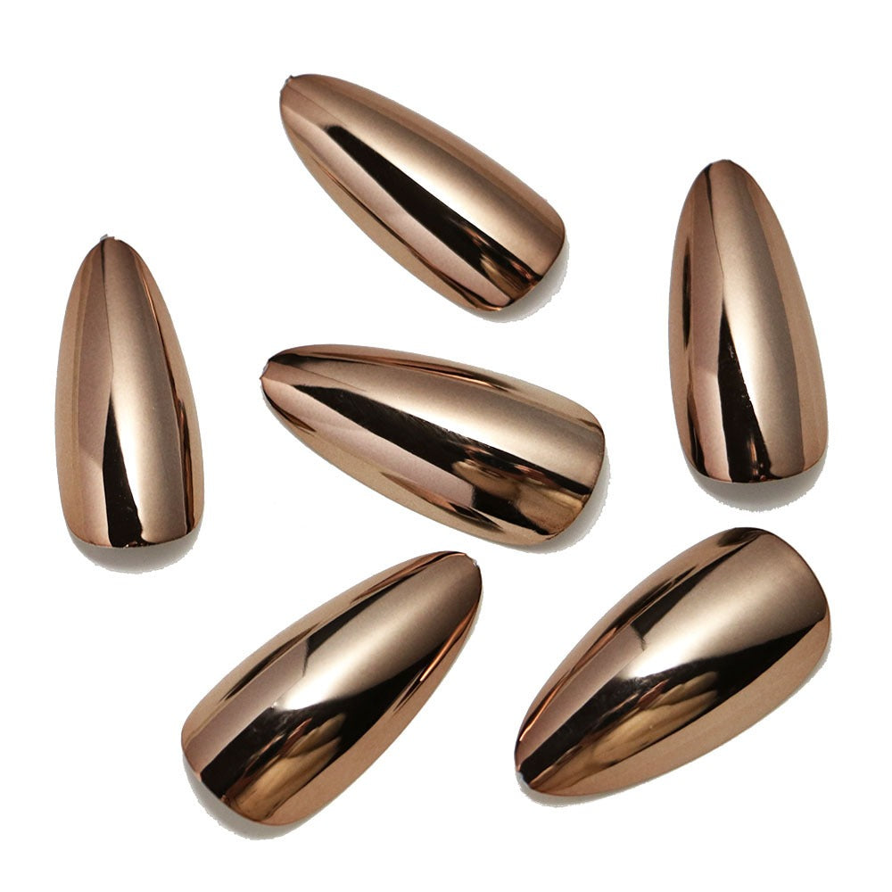 Wearable Nails European and American Style Electroplated Fake Nails Bronze Wearable Patch Manicure Nail Finished Products - Korvel