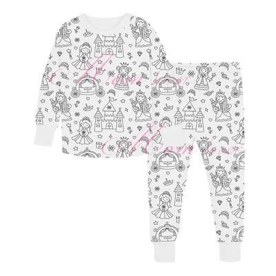 Children's graffiti pajamas DIY hand-painted colorable set for home decor coloring pajama sets - Korvel