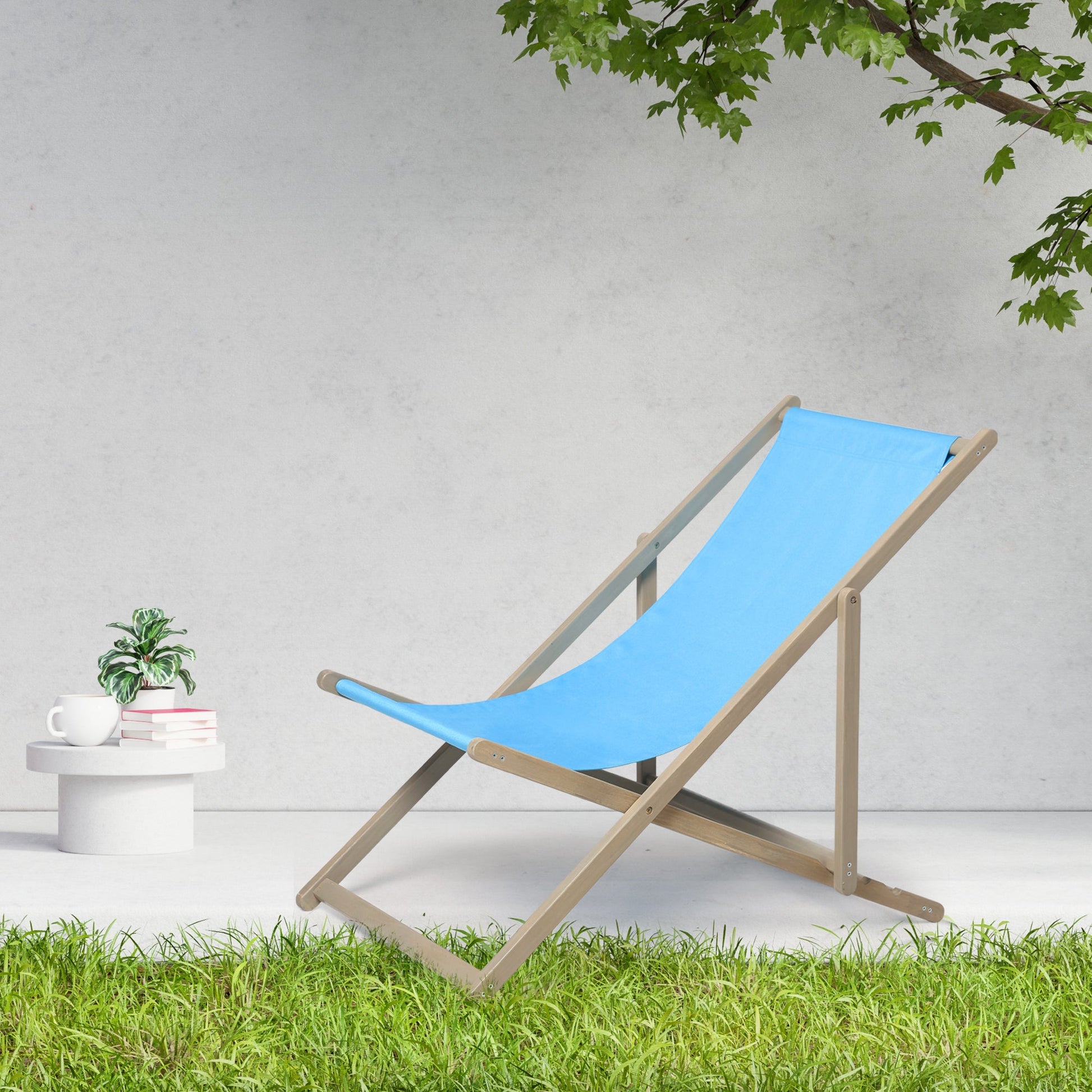Beach Sling Patio Chair Set of 2,Wooden Folding Outdoor Chairs for Outside 3 Level Height Adjustable, Portable Reclining Beach C - Korvel