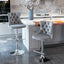 Ensemble de 2 tabourets de bar gris réglables avec base en chrome