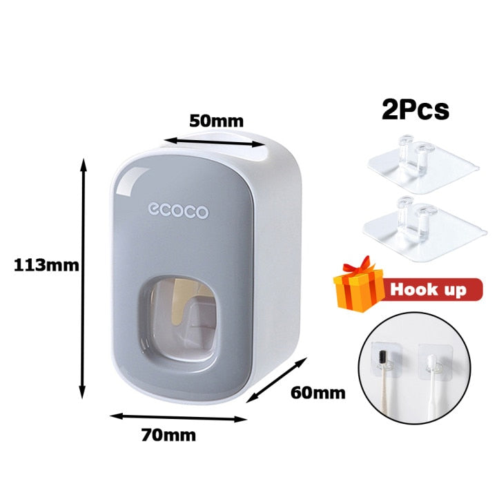Automatic Toothpaste Dispenser Squeezers Toothpaste Tooth Dust-proof Toothbrush Holder Wall Mount Stand Bathroom Accessories Set - Korvel