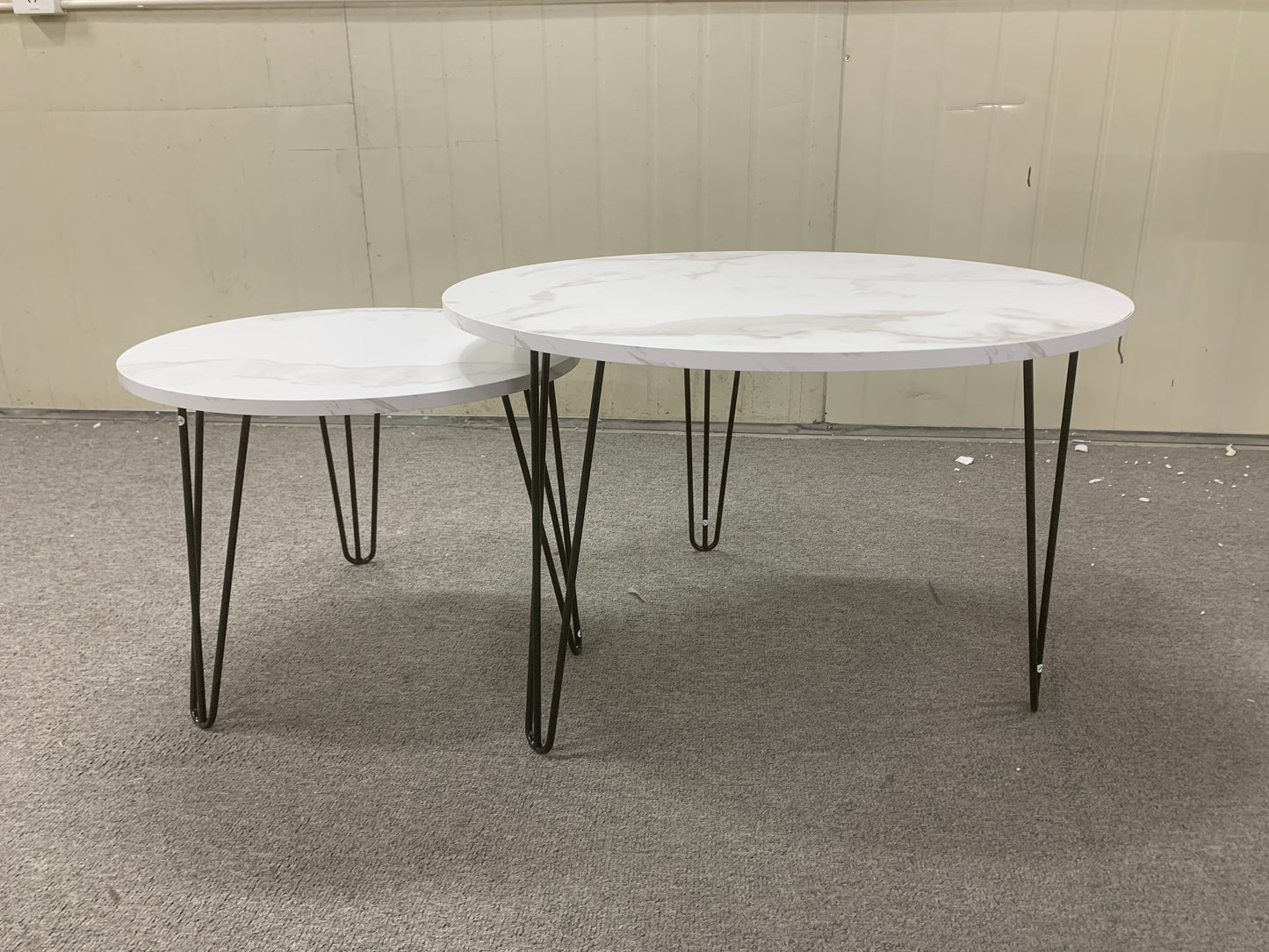 Ensemble de 2 tables basses rondes empilables de 27,56'' - Blanc