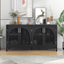 TREXM Large Storage Space Sideboard with Artificial Rattan Door and Metal Handles for Living Room and Entryway (Black) - Korvel