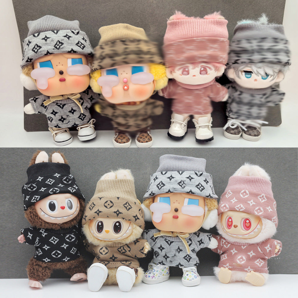 17cm Labubu First and Second Generation Blind Box 10cm Cotton Crying Doll Clothes Knitted Printed Hat - Korvel