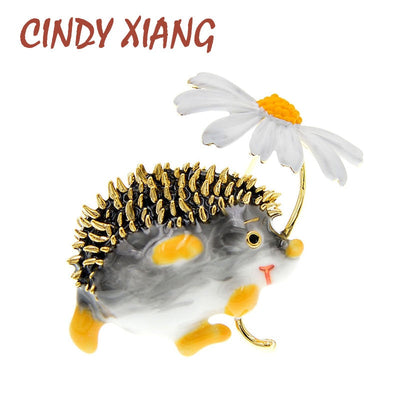 CINDY XIANG Cute Hedgehog Brooch Fashion Daisy Brooches For Women Animal Jewelry Funny Winter Design High Quality - Korvel
