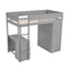 Wood Twin Size Loft Bed with Wardrobes and 2-Drawer Desk with Cabinet Gray - Korvel