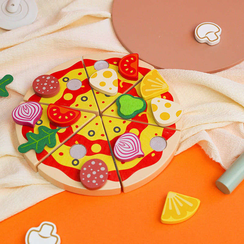 Children's early education puzzle play house simulation pizza fruits and vegetables joyful role-playing kitchen wooden toys - Korvel